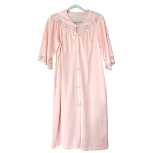 Vintage Henson Kickernick Soft Pink Lace Trim Nightgown M Dress Made in USA